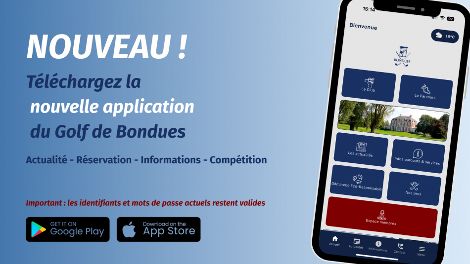 Téléchargez la nouvelle application du Golf de Bondues